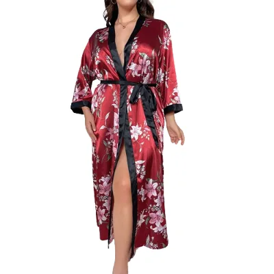 5x Plus Size Sleepwear Long Night Robe for Ladies Sexy Women's Sleepwear