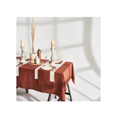 100% French Linen Flax Natural Table Linens Dining Wedding Table Runners Table Cloth