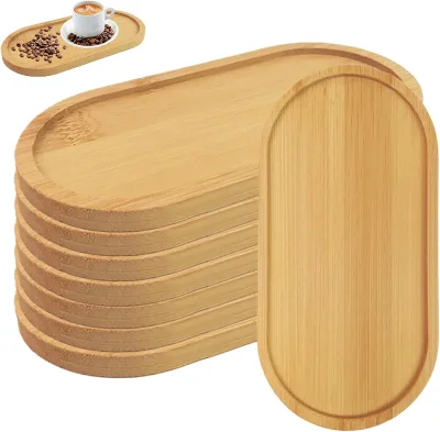 8 X Oval Bamboo Tray, 19.5 X 9.5 X 1 Cm, Wooden Tray, Small Bamboo Tray, Small Bamboo Coaster, Wooden Tray