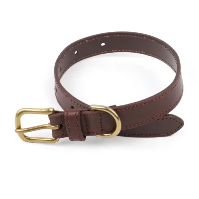 Dog Puppy Collar Genuine Leather Pet Collars with Solid Copper D-ring and Buckle Full Grain Leather Pets Leads Dog Leashes