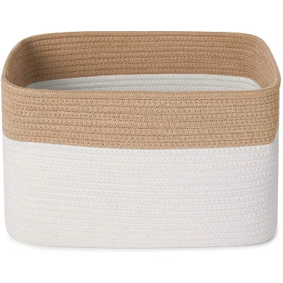 Decorative Cotton Basket Practical Laundry Box Cotton Rope Storage Basket With Handles