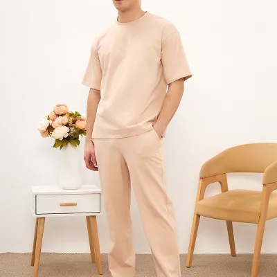 Essential Mens Matching T - Shirt and Shorts Sets, Comfortable Material, Perfect for Indoor or Outdoor Relaxing Sets