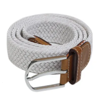 3.2cm Colorful Sturdy High Quality Fabric Elastic Belt Weave Stretch Braided Belt with Pin Alloy Buckle