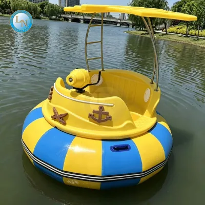 Commercial PE Inflatable Electric Bumper Boats with Water Guns LED Music Capacity for Water Parks