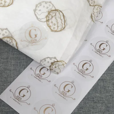 Custom Printed Cmyk Offset Printed Gold Stamped Clear Matte Vinyl Paper Roll Waterproof Thank You Stickers for Packaging Labels