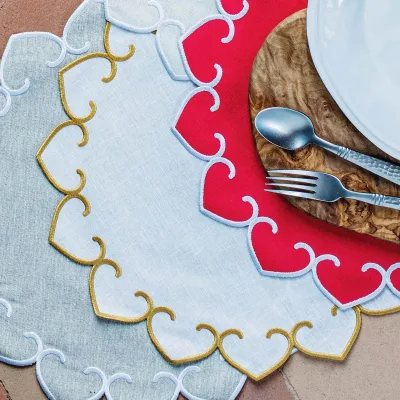 Colorful Table Mats Embroidery Scallops Glace Cotton Kitchen Dinning Table Mats Wedding Home Parties Restaurant Side Table
