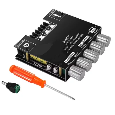 ZK-MT21 50W+100W 2.1 Channel Digital Power Amplifier Module High and Low Tone Overweight Low Voice 0Hz~50MHz 12V~24V