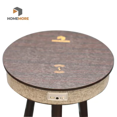Muti-function Smart 3 in 1 Wooden Magnet Table Speaker Lithium Battery 15w Fast Mobile Phone Wireless Charger With USB C Port