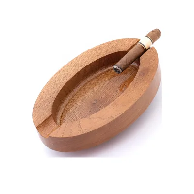 Custom logo Portable Heat Resistance Wood Cigar Ash Tray Ashtray Cigarettes