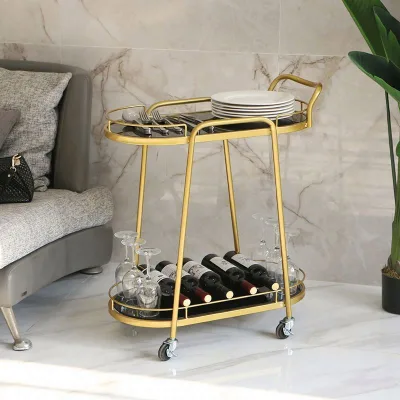 Mobile Dining Cart Tea Coffee Holder Trolley With Storage Shelf  for Home Kitchen Living Room