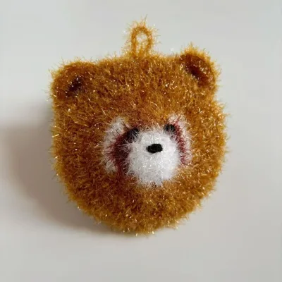 Korean Style Handmade Crochet Dishcloth 100% Polyester Acrylic Raccoon Design Non-Stick Oil Kitchen Cleaning Towel