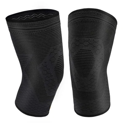 Silicon Strap Compression Knee Sleeve Anti-Slip Knitted Patella Protector Sports Knee Support Brace Running Fitness Cycling
