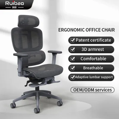 Heavy Duty Adjustable back lumbar support luxury ergonomic office chair with footrest