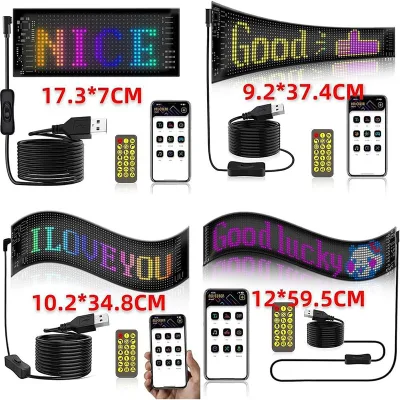 New Portable Display Lighting USB Car Sticker Smart App Remote Wireless Control Colorful Car LED Flexible Screen Manufacturer