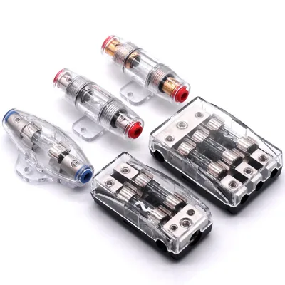 4/8Ga In-4/8 Gauge Out 5AG 10*38mm AGU Car Audio Fuse Holder Cable Split AGU Fuse Box Block Holder Digital Fuse for Audio System