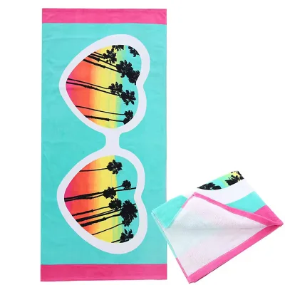 Factory Production Terry Velvet Summer Cotton Digital Printing Beach Towel Customized