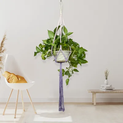 Bohemia Cotton Handmade Large Plant Pot Hanger Macrame Bead Plant Hanger Holder