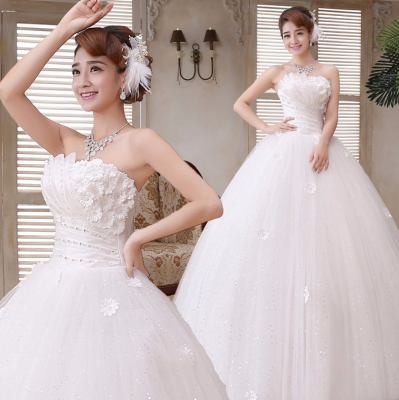 2018 Strapless Wedding Ball Gown Princess Wedding Dresses Graceful Ruffles Organza Wedding Gown