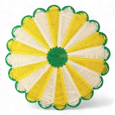 Flower Colorful Hand Woven Cotton Placemat for tableware decoration