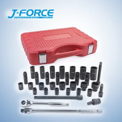 1/2 Inch 34PCS Heavy Duty Impact Socket Set - Chrome Molybdenum Steel for Automotive/Industrial Repair