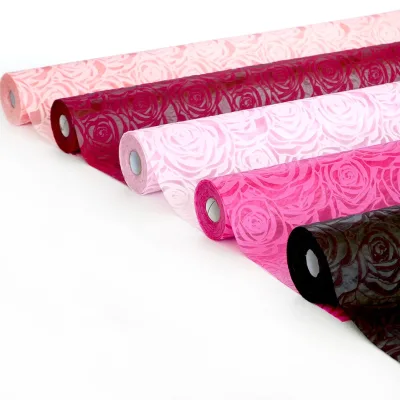 Hot Selling Waterproof Bouquet Wrapping Paper PP Embossed Big Rose Flower Wrapping Paper Spot Wholesale Flower Packing Materials