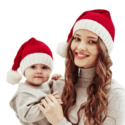 HY Family Matching Christmas Hat Winter Warmer Mother & Baby Knit Cap Xmas Parent-Child Hat Santa Crochet Hats for Kids