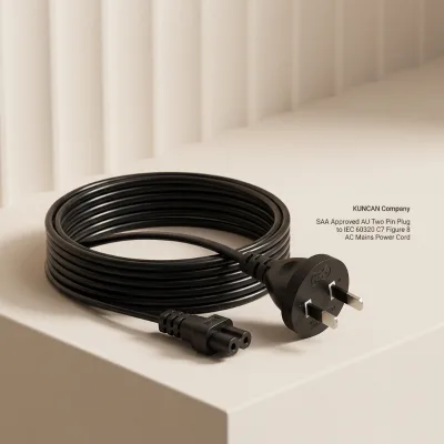 Universal Australian C7 Power Cord Tiny Profile Ideal for Narrow Socket and Device Installation Slots