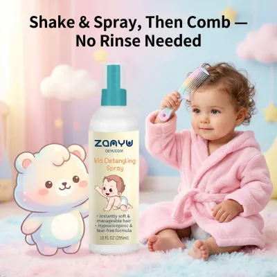 Private Label Kids Herbal Hydrating Anti-Itching Nourishing Detangling Spray 295ml Tear-Free Gently Detangles Hypoallergenic
