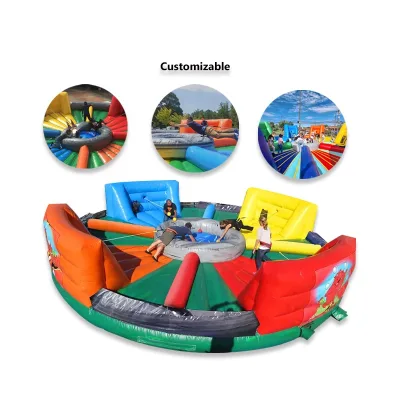 Commercial Interactive Inflatable Hungry Hippo Chow Down Interactive Sports Game Bungees Running Wipeout Games for Carnival