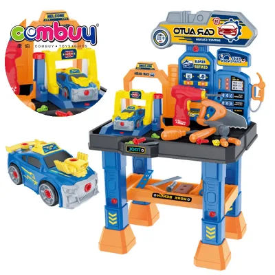 Kids Car Repair Workshop Pretend Play Toy with Plastic Tool Table for Imaginative Play