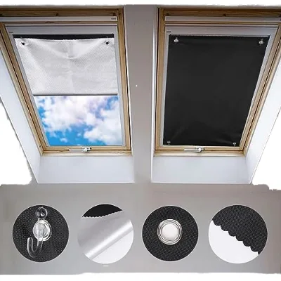 Blackout Roller Blinds 85*100 cm Anti-UV Suction Cup Sun Protection for Skylight Bedroom Garden