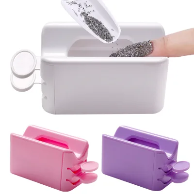 Professional Solid Portable Double-Layer Plastic Rectangle Nail Powder Collector Storage Box Salon Use Recycling Glitter Nail
