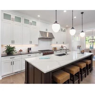 Calacatta White Kitchen Countertop Quartz Island Kitchen White Quartz