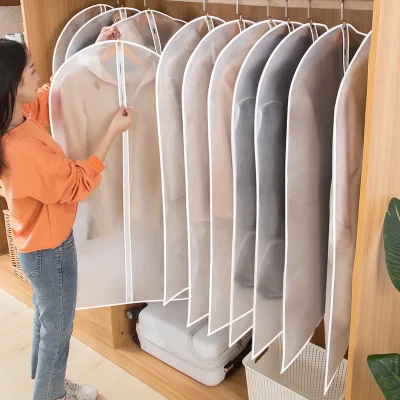 Thickened Clothing Dust Cover Transparent EVA Coat Suit Cover Household Garment Dust-Proof Moisture-Proof Hanging Bag Washable