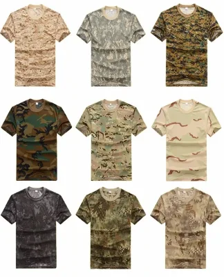 Nigeria Men's Camo Clothes Tactical Cotton Short-sleeved Lightweight Round Neck Camouflage T-shirts