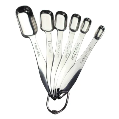 OEM 2021 year new design 18/8 Stainless Steel Measuring Spoons, Set of 6 for Measuring Dry and Liquid Ingredients