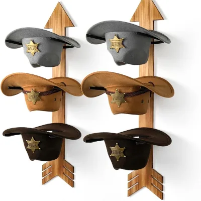 Cowboy Hat Rack, Cowboy Hat Holder, Western Hat Rack for Wall with Natural Wooden Board, Cowboy Hat Hanger for Wall Décor