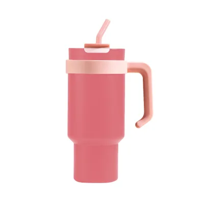 Wholesale Stainless Steel Double Wall Vacuum Insulated Large Capacity Men's Car Cup with Handgrip and Leak-Proof Straw Bottle