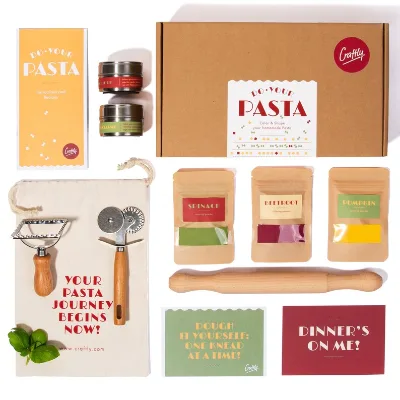 Pasta Making Kit DIY Gift Set for Homemade Pasta with Natural Colors & Italian Spices