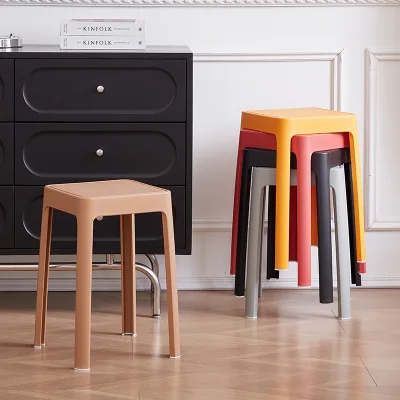 Factory Plastic Stool Household Small Square Stackable Bathroom Non-slip Foot Seating Chair for Living Room Classroom