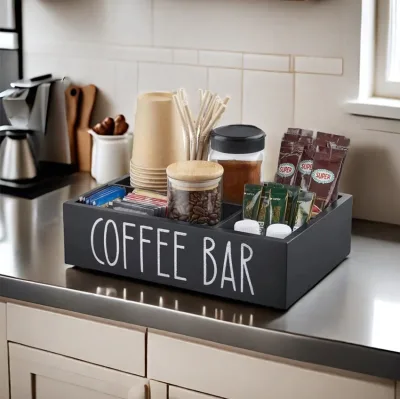 Coffee Condiment Service Tray Coffee Accessory Caddy Chip-Resistant for Sugar Packets Creamers for Table Decor