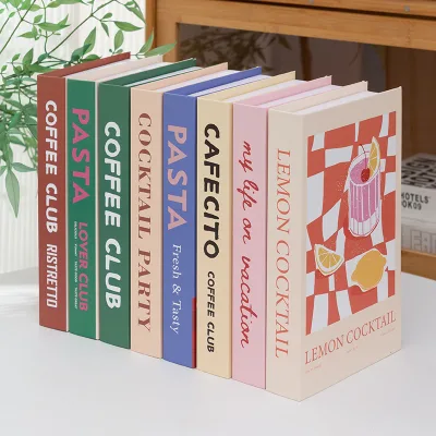 AHMH Color Cocktail and Coffee Themed Modern Design Paper Decorative Fake Books Shooting Props for Holidays