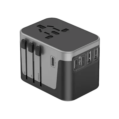 Newest CE ROHS Type C Wall Fast Charge Adapter EU AUS UK US Plug Universal International Travel Adapter with 2 USB 3 Type C