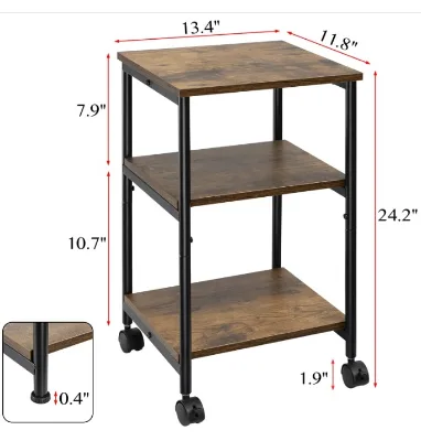 3-Tier Side Table With Storage Shelf