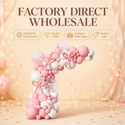 Pink White Balloon Garland Arch Backdrop Decoration Party Decoration Set with Bow for Birthday Event Decor OEM ODM Wholesale
