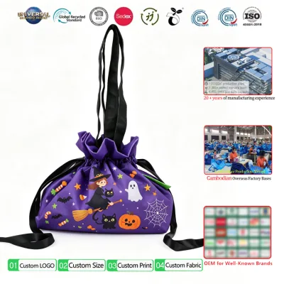 Non Woven Drawstring Tote Bag Manufacturer Custom Printed Halloween Bags with Logo