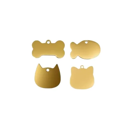 Coral Pet Stainless Steel Pendant & Tag Silver/Gold Colors Cat/Fish/Bone Shapes for Pets Memorial