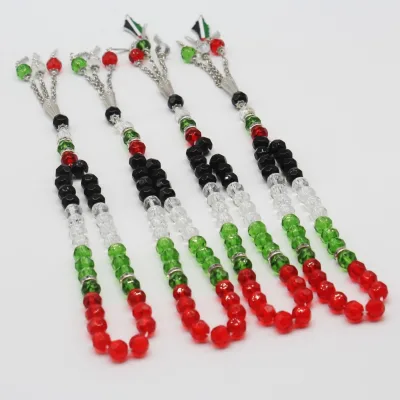 Palestine Flag Rosary Bracelet Country Map Crystal Prayer Beads Islamic Tasbih Jewelry Car Hanging Pendant