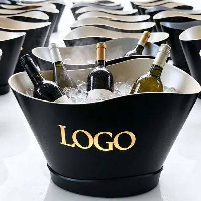 Colorful Customize Logo Led Ice Bucket Led Service Wine Beer Bottle Cooler Bottle Presenter for Nightclub Bar Club