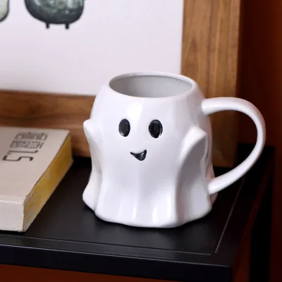 Creative Custom Sublimation Ghost Shaped 3D Easter Halloween Gift Set Ceramic Coffee Cup Coffee Mug